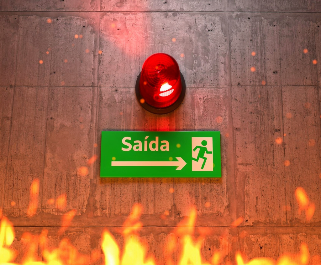 Detecção e alarme de incêndio integrado (SDAI + fluxos de segurança)
